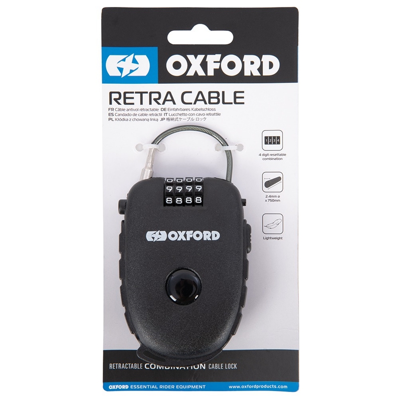 Candado de combinación retráctil Oxford negro