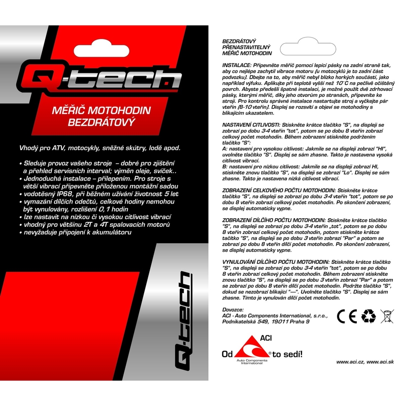 Contador de horas inalámbrico con contador reiniciable Q-TECH negro