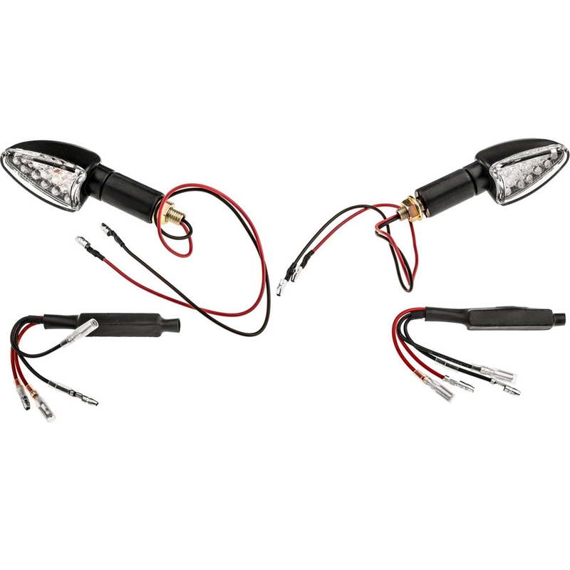 Intermitentes LED Arrow Oxford largos con lente transparente y carcasa negra