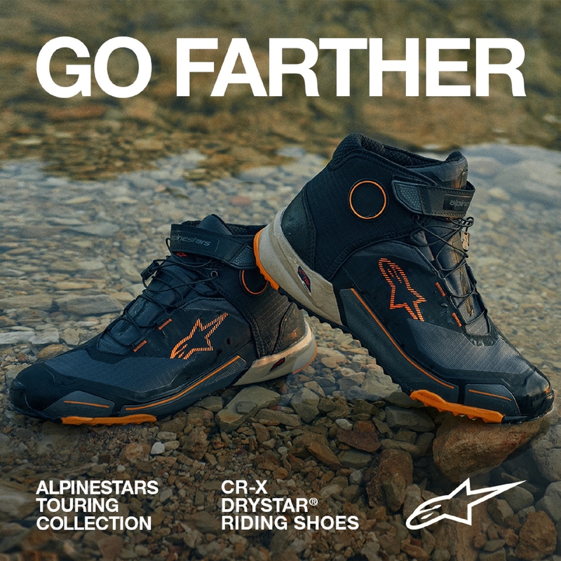 Botas de moto Alpinestars CR-X Drystar en negro, marrón y naranja