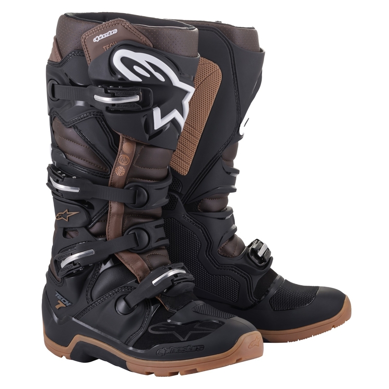 Botas de moto Alpinestars Tech 7 Enduro Negro-Marrón Oscuro
