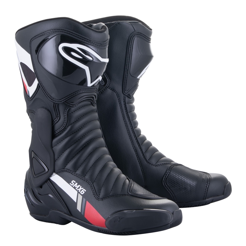 Botas de moto Alpinestars S-MX 6 en negro, blanco, gris y rojo