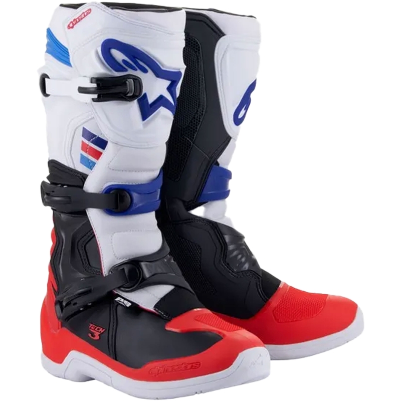 Botas de motocross Alpinestars TECH 3 blanco-negro-azul-rojo