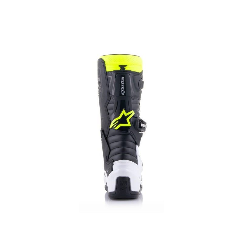 Botas de moto para niños Alpinestars Tech 7 S en negro-blanco-amarillo fluorescente-azul