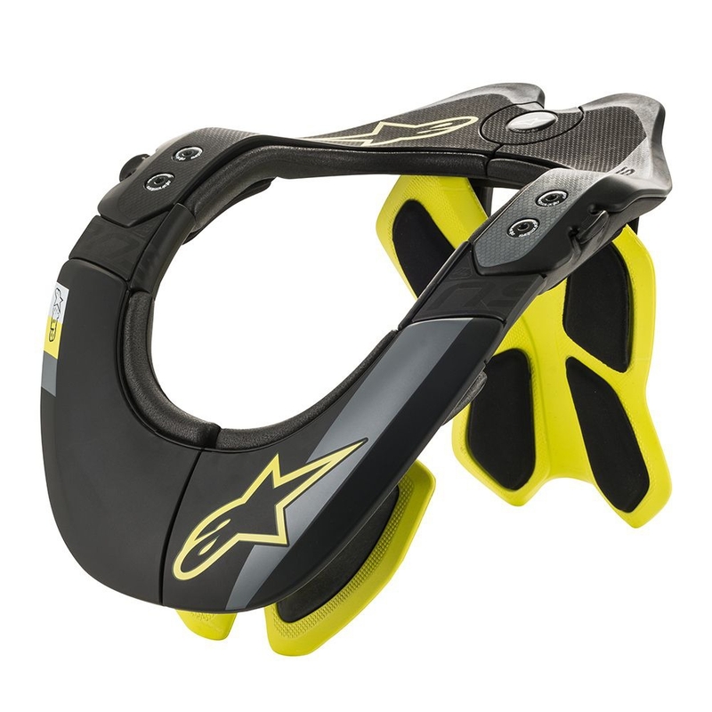 Protector de cuello Alpinestars BNS Tech-2 negro-amarillo fluorescente