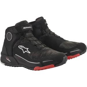 Botas de moto Alpinestars CR-X Drystar negras y rojas con camuflaje