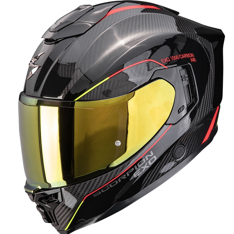 Casco integral de moto Scorpion EXO-1500 Carbon Air Mundi negro-rojo-amarillo