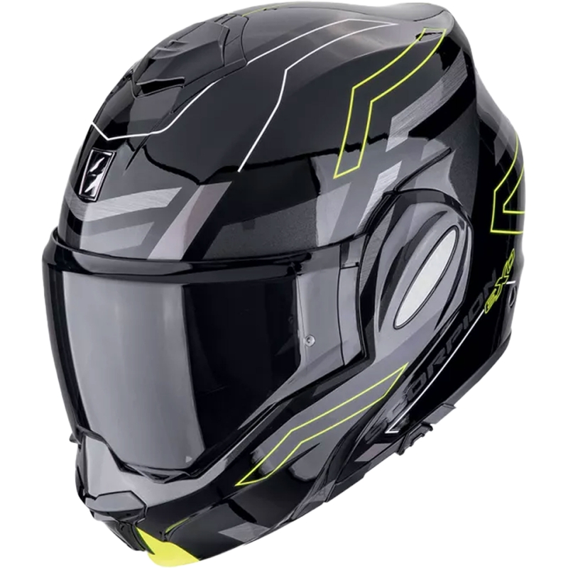 Casco de moto plegable Scorpion EXO-TECH EVO CONQUER negro-amarillo fluo