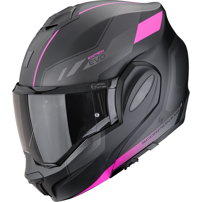Casco de moto abatible Scorpion EXO-TECH EVO Socius negro mate-rosa
