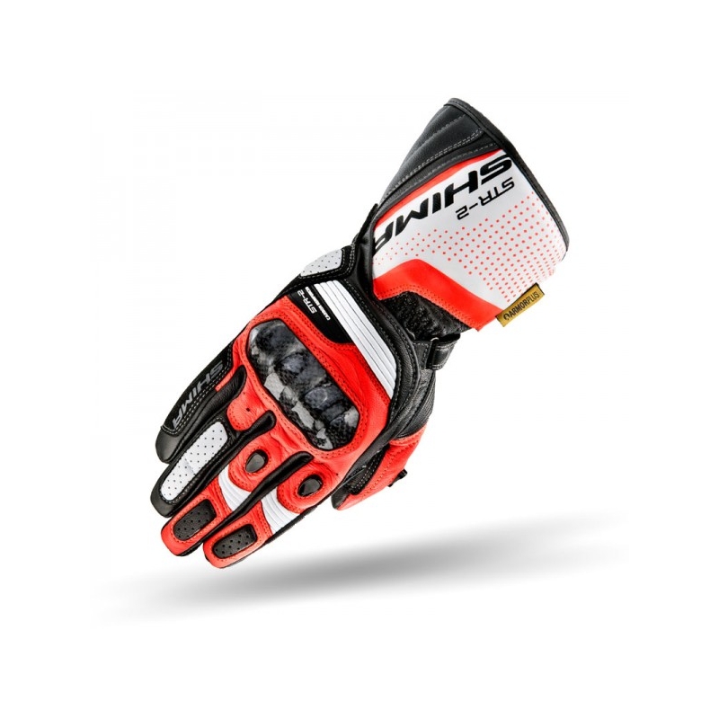 Guantes Shima STR-2 negro-blanco-rojo fluorescente
