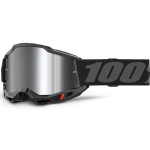 Gafas de motocross 100% Accuri 2 Black negras con plexiglás plateado