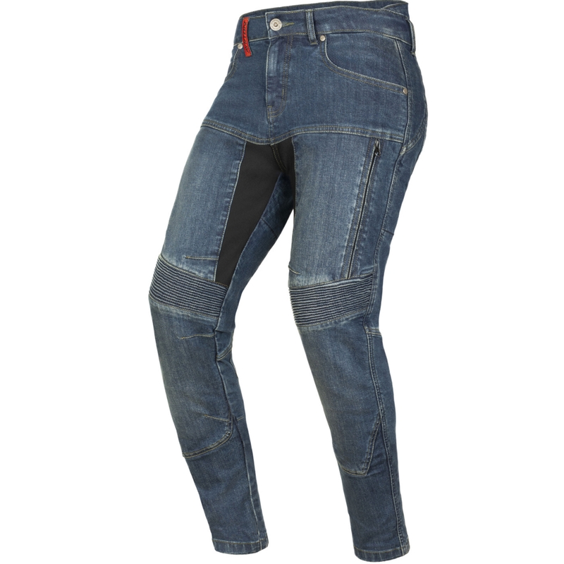 Pantalones vaqueros de moto para mujer Ayrton 505, color azul lavado.