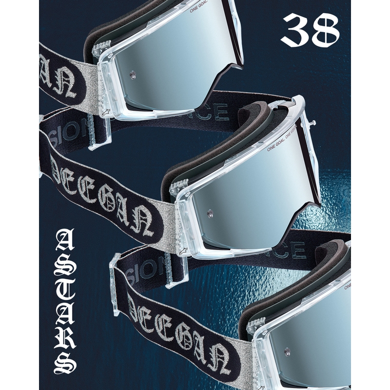 Gafas de motocross Alpinestars Supertech Vision DNGR38 XXV negro-plata con plexiglás plateado espejo
