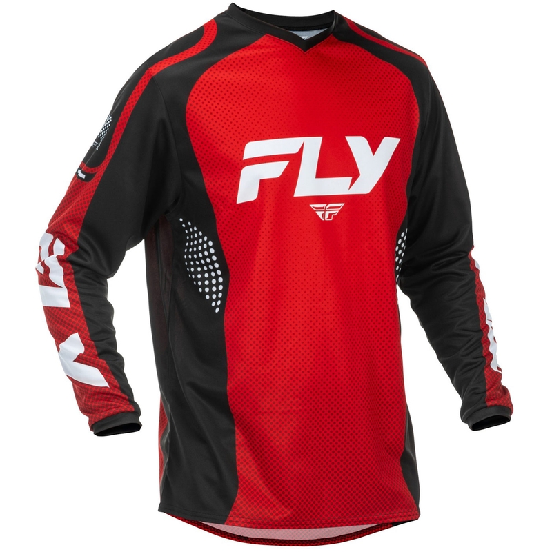 Camiseta de motocross FLY Racing F-16 roja, negra y blanca