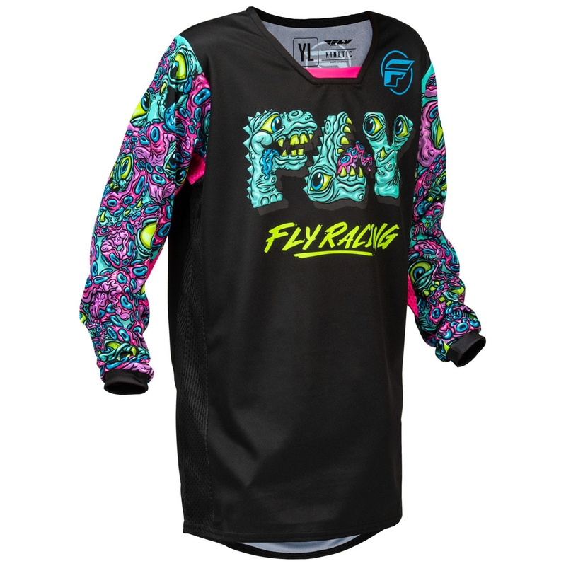 Camiseta de motocross para niños FLY Racing KINETIC MUTANT negro-multicolor