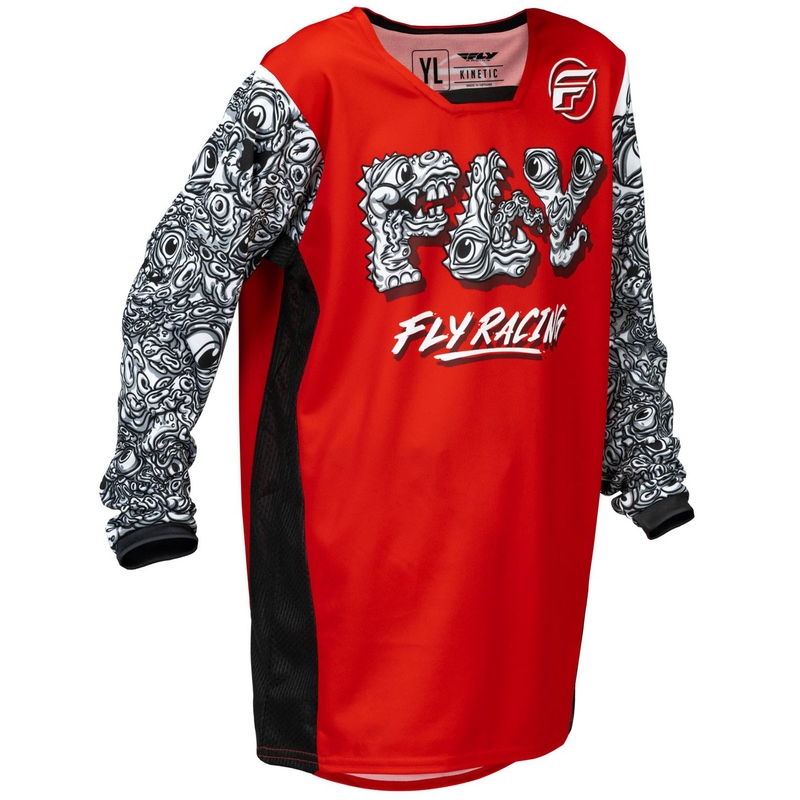 Camiseta de motocross infantil FLY Racing KINETIC MUTANT rojo-blanco-negro