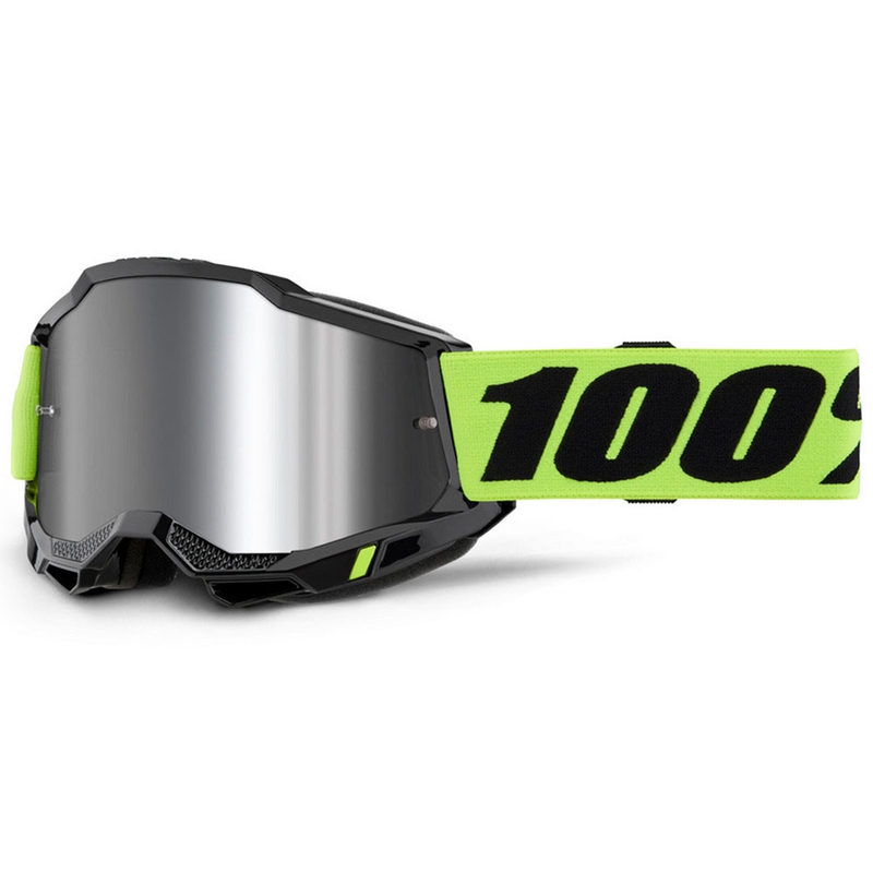 Gafas de motocross 100% Accuri 2 amarillo fluo con plexiglás plateado