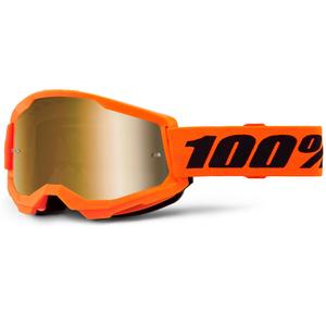Gafas de motocross para niños 100% STRATA 2 naranja con plexiglás dorado espejado