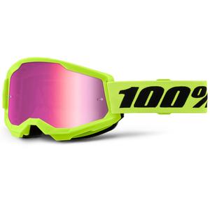 Gafas de motocross para niños 100% STRATA 2 amarillo fluo con plexiglás rosa