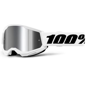 Gafas de motocross para niños 100% STRATA 2 blancas con plexiglás plateado