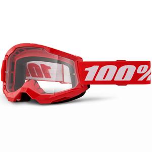 Gafas de motocross para niños 100% STRATA 2 rojas con plexiglás transparente