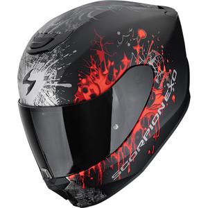 Casco integral de moto Scorpion EXO-391 Wolf en negro mate, plateado y rojo