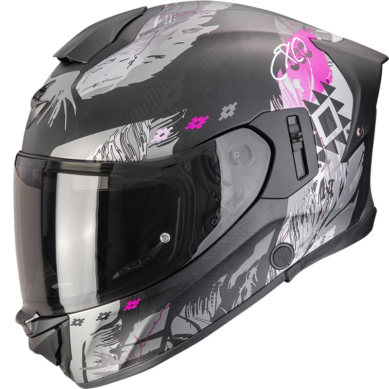 Casco integral de moto Scorpion EXO-530 Air Hadji en negro mate y rosa