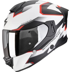 Casco integral de moto Scorpion EXO-530 Air Clip en blanco mate, negro y rojo