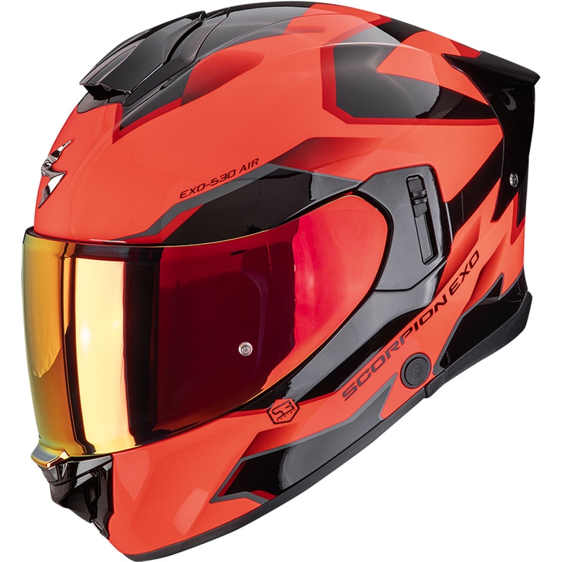 Casco integral de motocicleta Scorpion EXO-530 Air Clip rojo flúor-negro