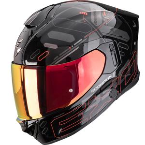 Casco integral de moto Scorpion EXO-530 Air Fond negro metalizado-rojo