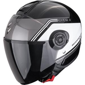 Casco de moto jet Scorpion EXO-CITY II Vita negro metalizado-blanco