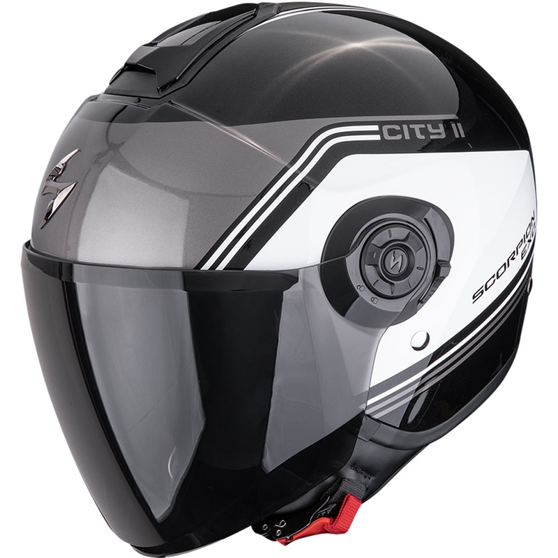 Casco de moto jet Scorpion EXO-CITY II Vita negro metalizado-blanco