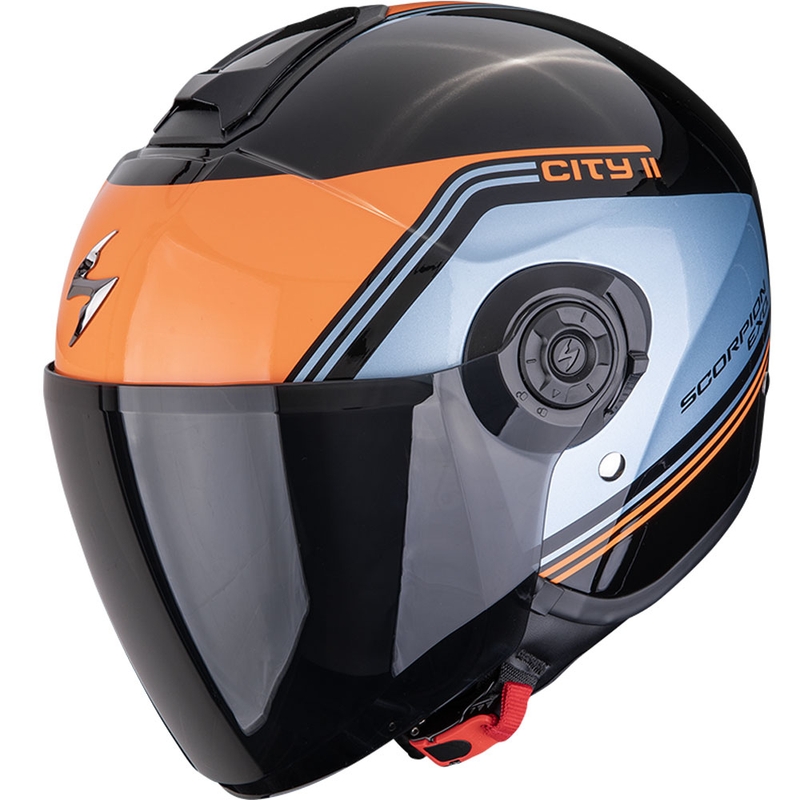 Casco de moto abierto Scorpion EXO-CITY II Vita negro-azul-naranja