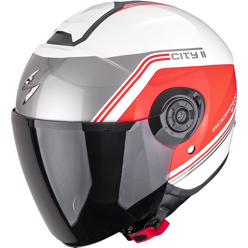Casco de moto jet Scorpion EXO-CITY II Vita blanco-rojo
