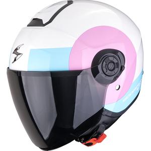 Casco de moto abierto Scorpion EXO-CITY II Sheer blanco-rosa-azul claro