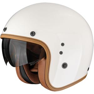 Casco de moto abierto Scorpion Belfast EVO Luxe color crema