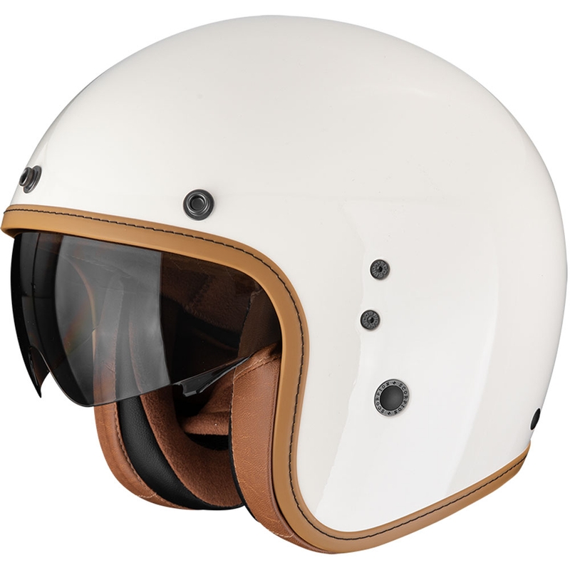 Casco de moto abierto Scorpion Belfast EVO Luxe color crema