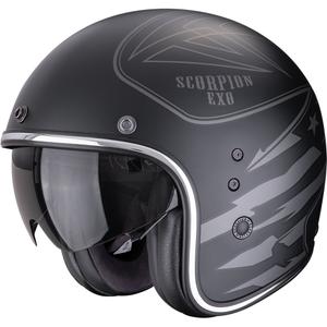 Casco de moto abierto Scorpion Belfast Dawg negro mate-plateado