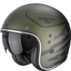 Casco de moto abierto Scorpion Belfast Dawg verde mate