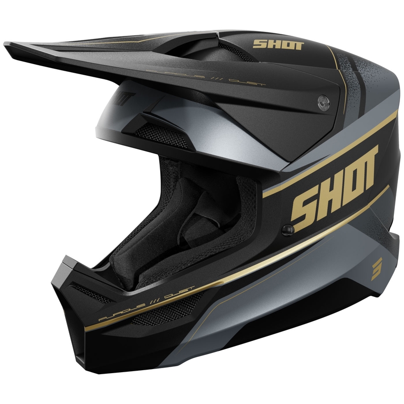 Casco de motocross Shot Furious Dust dorado mate