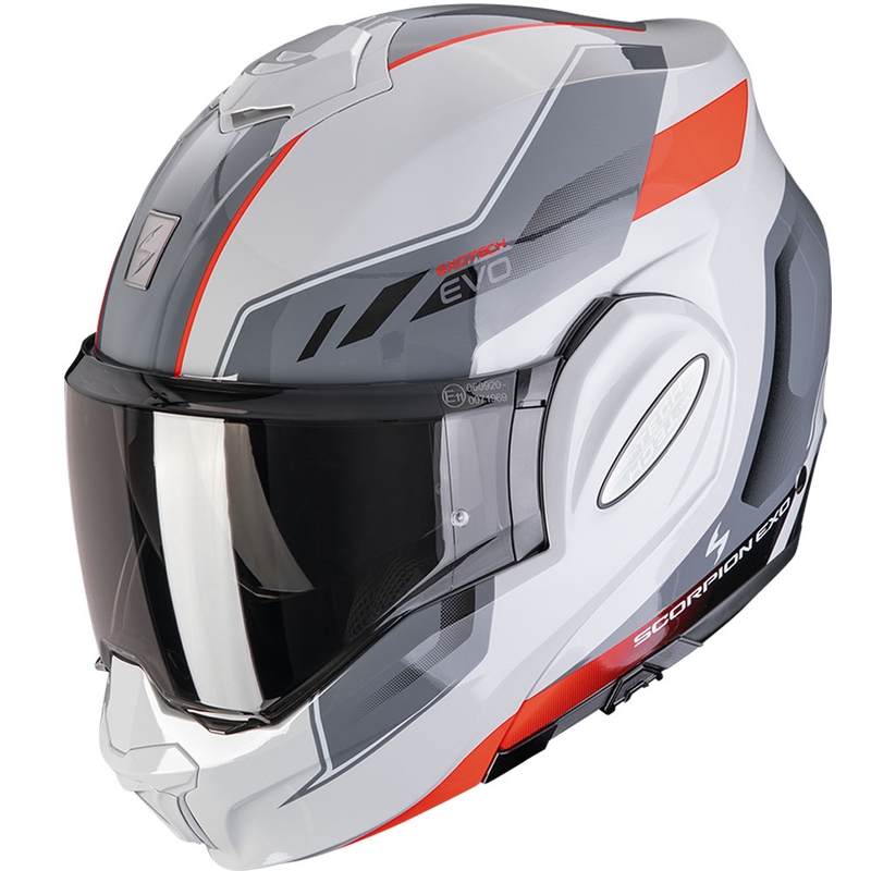 Casco de moto abatible Scorpion EXO-TECH EVO Socius gris-rojo