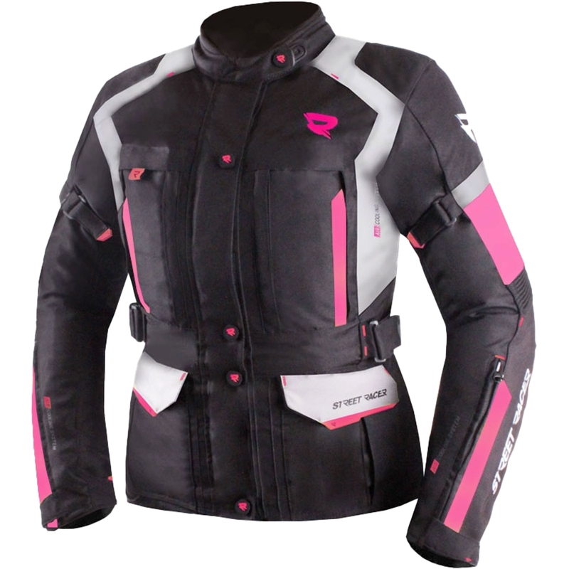 Chaqueta de moto para mujer Street Racer Hilax negro-gris-rosa