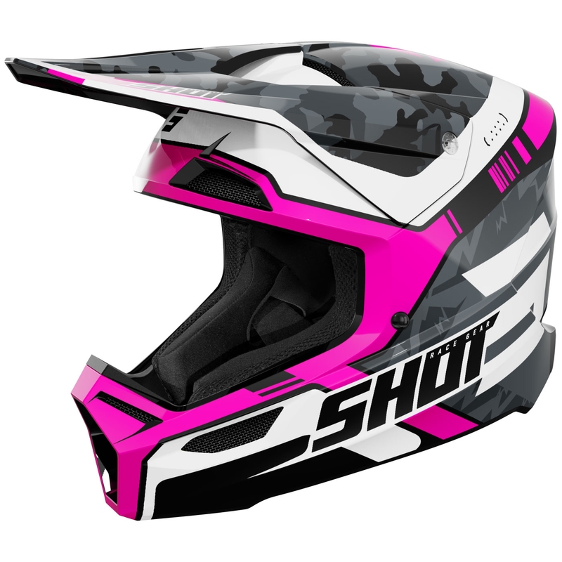 Casco de motocross Shot Furious Flash rosa brillante