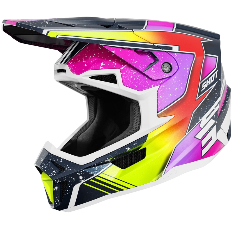 Casco de motocross Shot Lite Racing azul perla-amarillo fluo