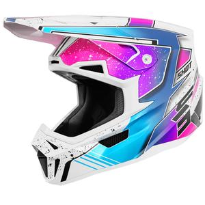 Casco de motocross Shot Lite Racing blanco perla-rosa