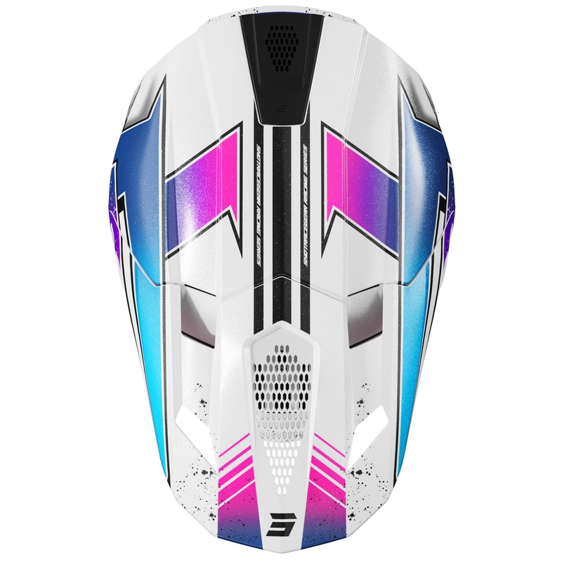 Casco de motocross Shot Lite Racing blanco perla-rosa