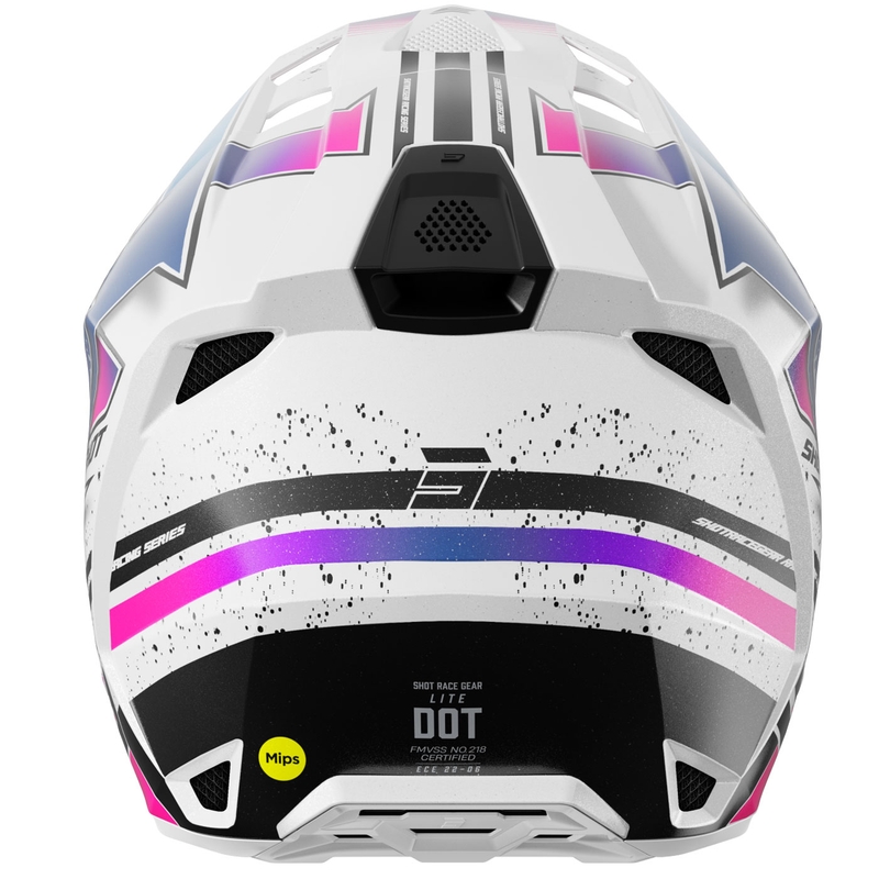 Casco de motocross Shot Lite Racing blanco perla-rosa