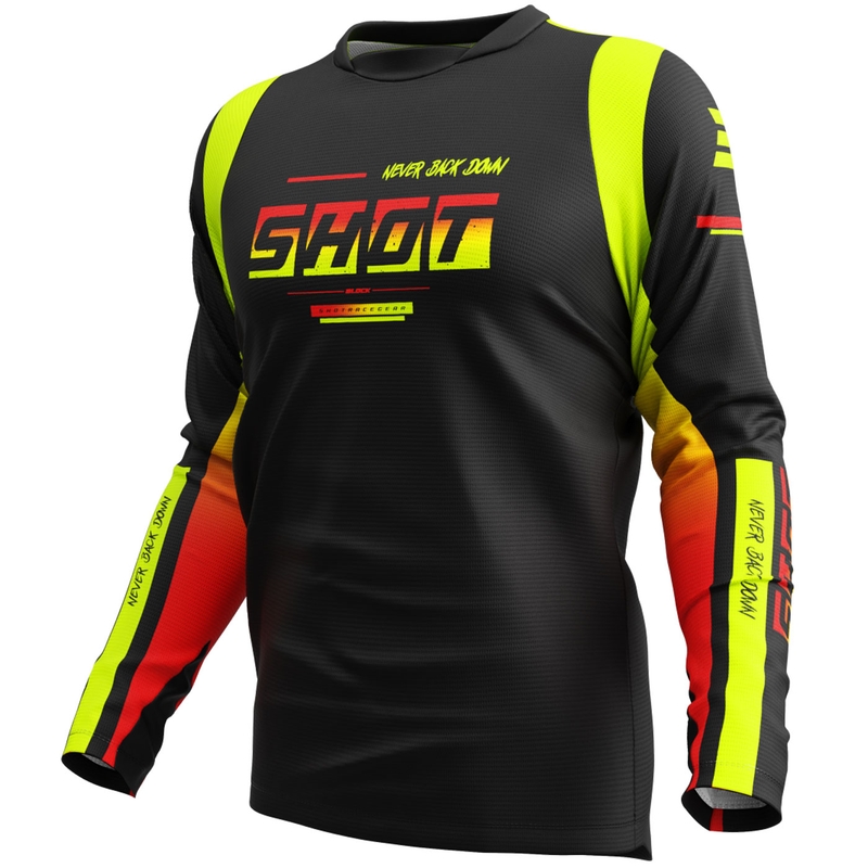 Camiseta de motocross Shot Devo Block amarillo fluo
