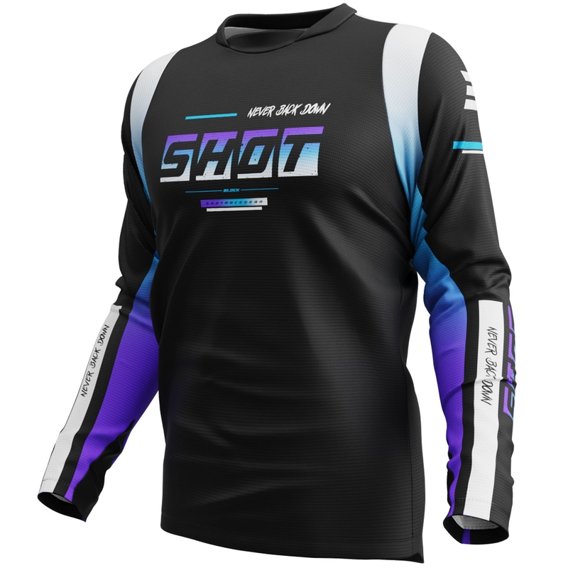 Camiseta de motocross Shot Devo Block morada
