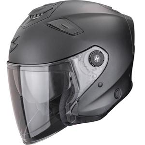 Casco abierto para motocicleta Scorpion EXO-GT Jet Solid, color negro perla mate
